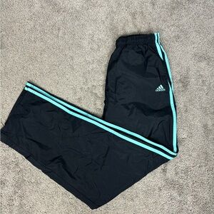 Y2k black‎ with blue stripe lined adidas track pants